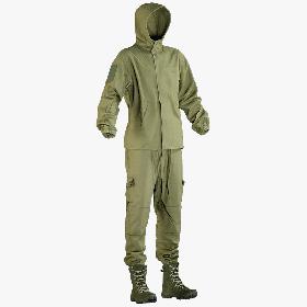 3D model Military Green Uniform With Boots (2 cloth sides)